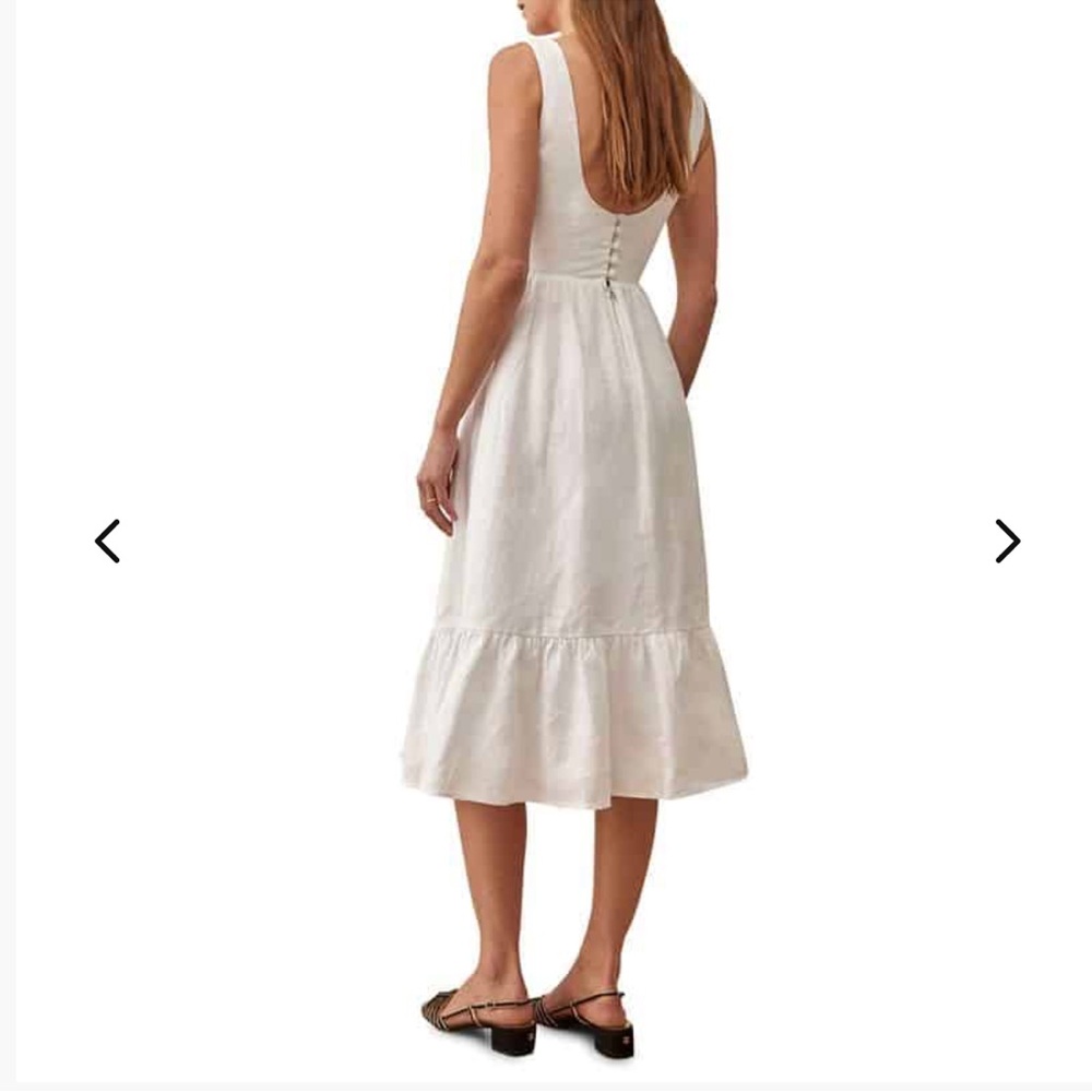 Reformation Bucatini Linen Midi Dress White Size 6 - Picture 2 of 5